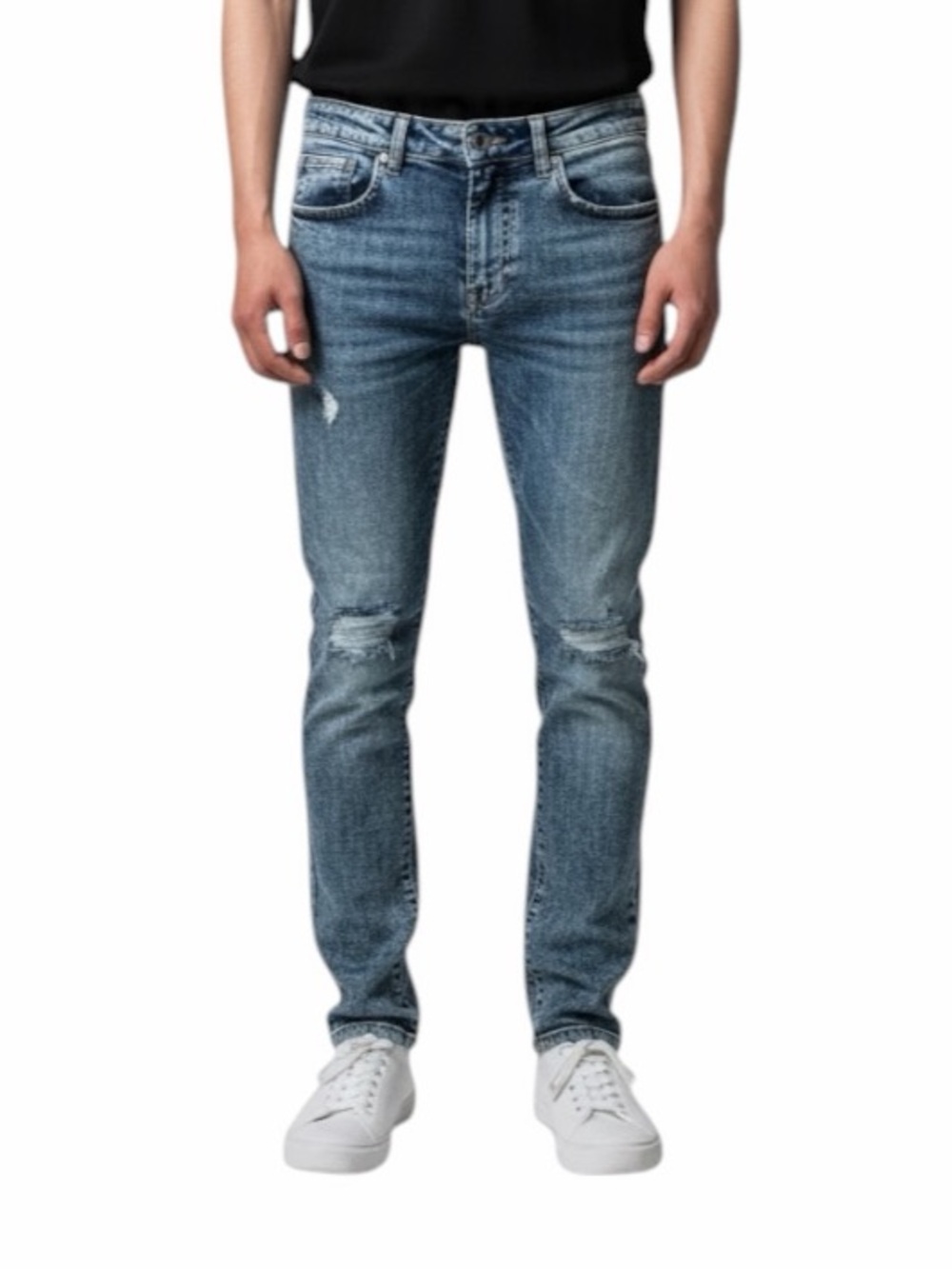 NWT🌺Chrome Edge•Slim Fit Acid Wash Distressed Blue Jeans